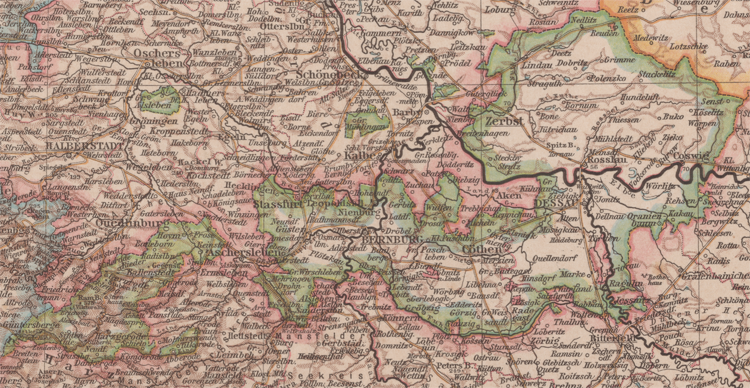 Karte von Anhalt ca. 1900